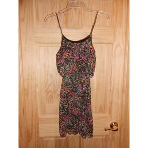 NEW deb Small Bohemian Hippie Spaghetti Strap Black Green Orange Short Sun Dress